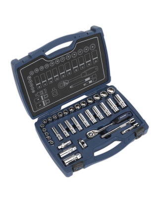 Socket Set 34pc 3/8"Sq Drive 6pt WallDrive® Metric