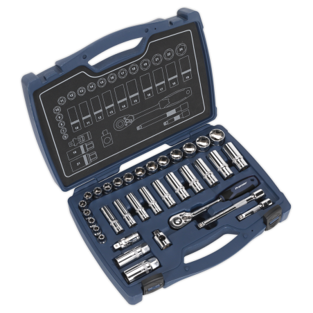 Socket Set 34pc 3/8"Sq Drive 6pt WallDrive® Metric