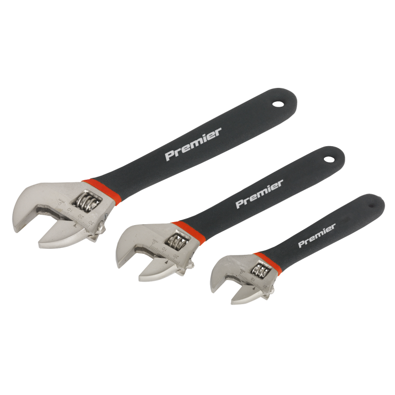 Adjustable Wrench Set 3pc Ni-Fe Finish