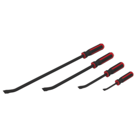 Angled Pry Bar Set 4pc Heavy-Duty with Hammer Cap