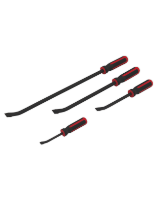 Angled Pry Bar Set 4pc Heavy-Duty with Hammer Cap