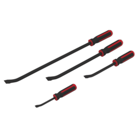 Angled Pry Bar Set 4pc Heavy-Duty with Hammer Cap