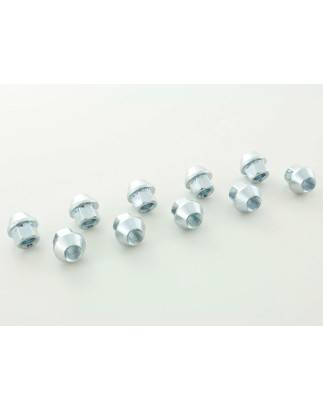 Wheel nuts set (10 pcs.) Length 34mm, conical collar M12x1.5 silver