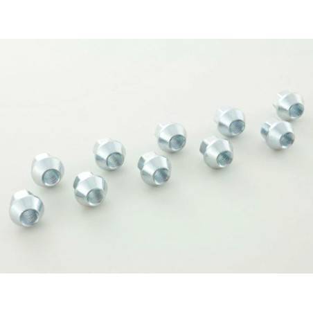 Wheel nuts set (10 pcs.) Length 34mm, conical collar M12x1.5 silver