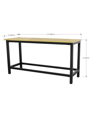 Établi de 1,8 m en acier avec plateau en MDF de 25 mm