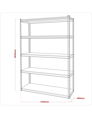 Racking Unit with 5 Shelves 220kg Capacity Per Level