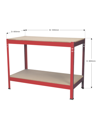 Workbench 1.2m Steel Wooden Top