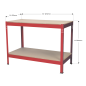 Workbench 1.2m Steel Wooden Top