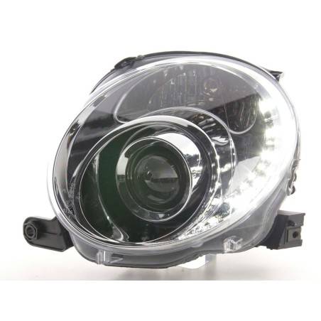 Phare Daylight LED DRL look Fiat 500 07- chromé