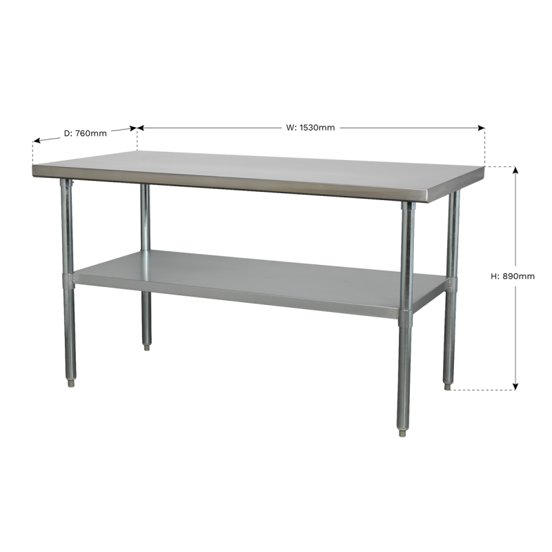 Établi en acier inoxydable 1,5 m