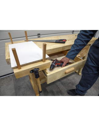 Woodworking Bench with 4 Drawers