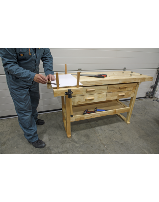 Woodworking Bench with 4 Drawers