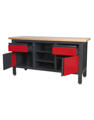 Workstation with 2 Drawers, 2 Cupboards & Open Storage