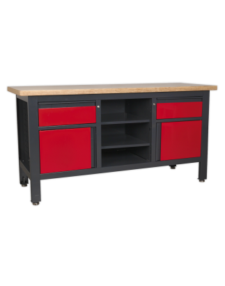 Workstation with 2 Drawers, 2 Cupboards & Open Storage