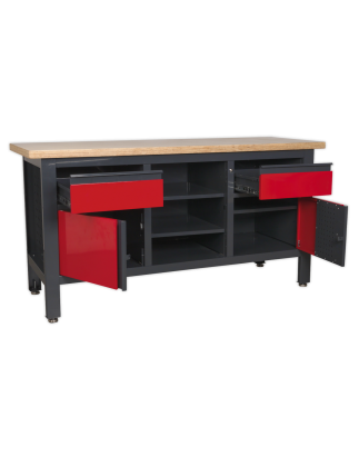 Workstation with 2 Drawers, 2 Cupboards & Open Storage