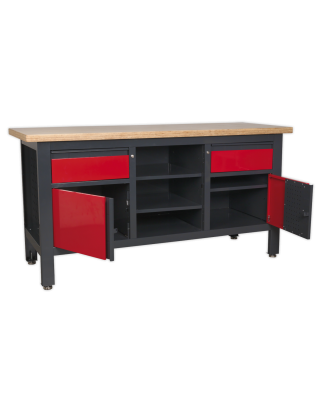 Workstation with 2 Drawers, 2 Cupboards & Open Storage