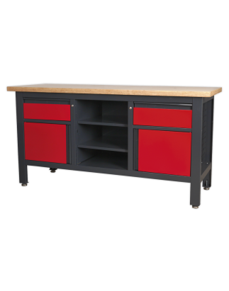 Workstation with 2 Drawers, 2 Cupboards & Open Storage