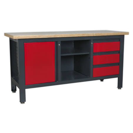 Workstation with 3 Drawers, 1 Cupboard & Open Storage