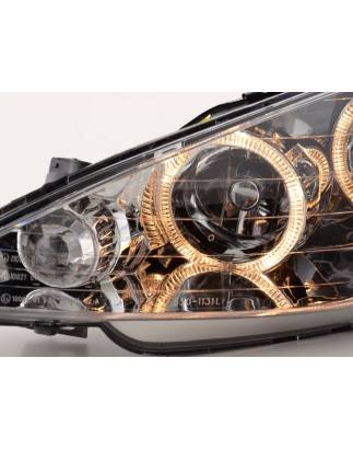 Headlight set angel eyes Peugeot 206 98-03 chrome