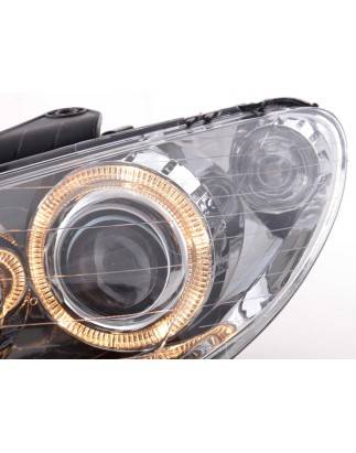 Headlight set angel eyes Peugeot 206 98-03 chrome