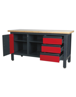 Workstation with 3 Drawers, 1 Cupboard & Open Storage