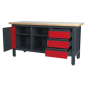 Workstation with 3 Drawers, 1 Cupboard & Open Storage