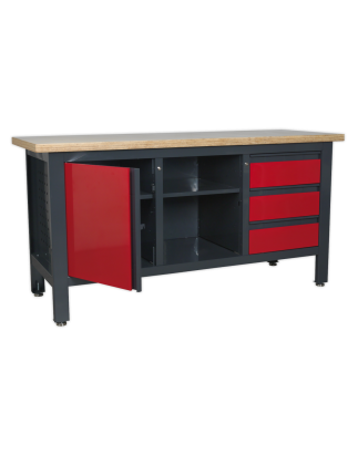 Workstation with 3 Drawers, 1 Cupboard & Open Storage