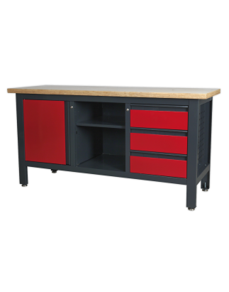 Workstation with 3 Drawers, 1 Cupboard & Open Storage