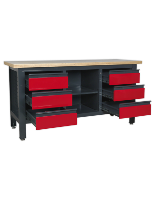 Workstation with 6 Drawers & Open Storage