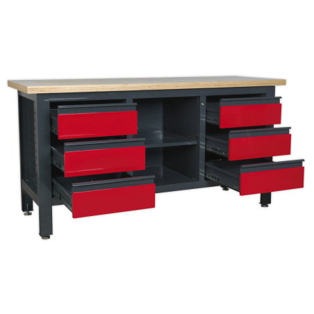 Workstation with 6 Drawers & Open Storage