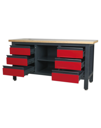 Workstation with 6 Drawers & Open Storage