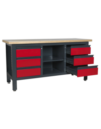 Workstation with 6 Drawers & Open Storage