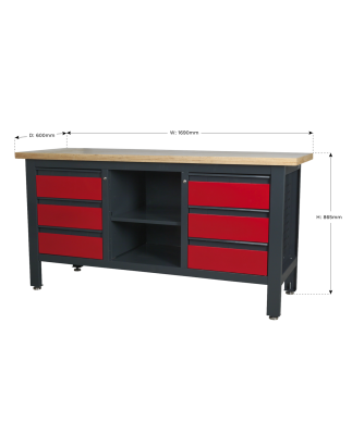 Workstation with 6 Drawers & Open Storage