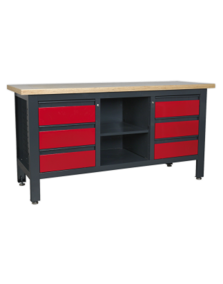 Workstation with 6 Drawers & Open Storage