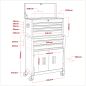 Combinaison Topchest & Rollcab à 6 tiroirs avec glissières à roulement à billes - Rouge