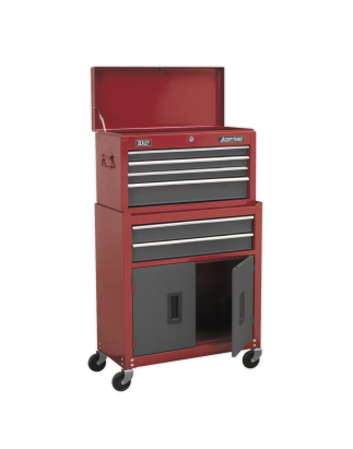 Topchest & Rollcab Combination 6 Drawer with Ball-Bearing Slides- Red