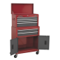 Topchest & Rollcab Combination 6 Drawer with Ball-Bearing Slides- Red