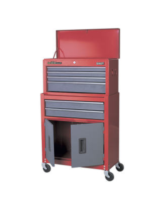 Topchest & Rollcab Combination 6 Drawer with Ball-Bearing Slides- Red