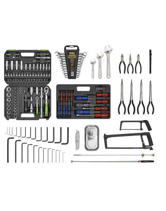 Topchest & Rollcab Combinaison 6 tiroirs avec glissières à roulement à billes - Rouge/Gris et kit d'outils 170 pièces