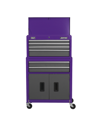 Topchest & Rollcab Combination 6 Drawer with Ball-Bearing Slides - Purple/Grey