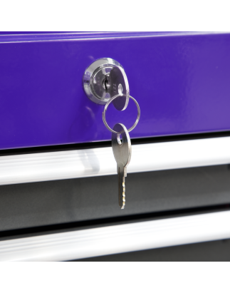 Topchest & Rollcab Combination 6 Drawer with Ball-Bearing Slides - Purple/Grey