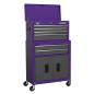 Topchest, coffre à outils Mid-Box et pile de 9 tiroirs Rollcab - Violet