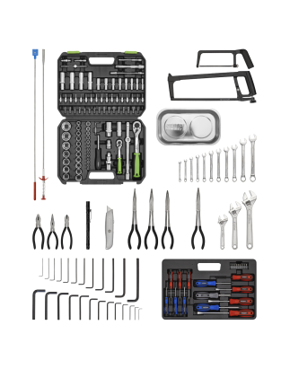 Topchest & Rollcab Combinaison 6 tiroirs avec glissières à roulement à billes – Violet/gris et kit d'outils 170 pièces