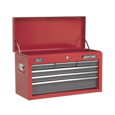 Topchest 6 Drawer with Ball-Bearing Slides - Red/Grey