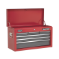 Topchest 6 Drawer with Ball-Bearing Slides - Red/Grey