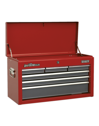 Topchest 6 Drawer with Ball-Bearing Slides - Red/Grey