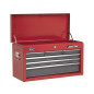 Topchest 6 Drawer with Ball-Bearing Slides - Red/Grey & 98pc Tool Kit