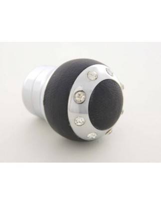 Gear knob aluminum with crystals and leather trim