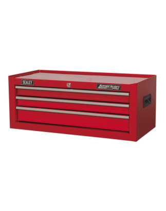 Mid-Box Tool Chest 3 Drawer with Ball-Bearing Slides - Red