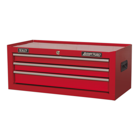 Mid-Box Tool Chest 3 Drawer with Ball-Bearing Slides - Red